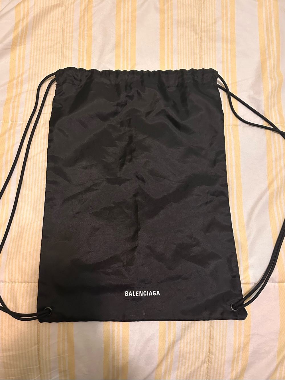 Balenciaga Black Nylon Drawstring Backpack